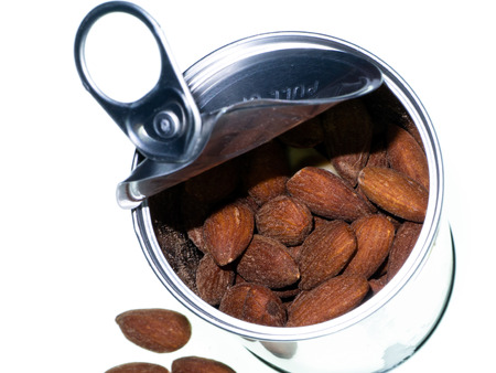 Almonds Salted on white backgroundの写真素材