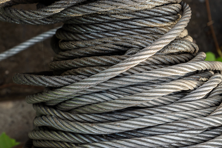 Used wire rope and oil stains.