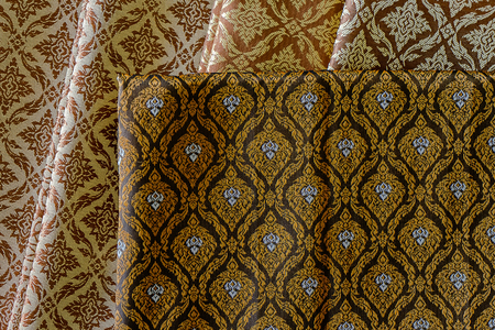 Close up of Thai woven fabrics background.