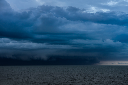 Seascape with rain clouds.の写真素材