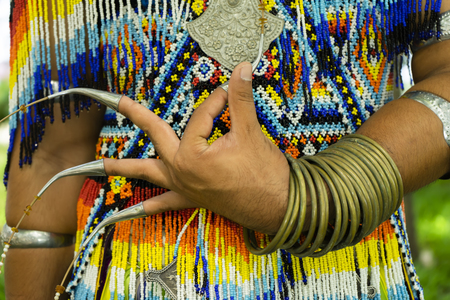 Close up the clothes of Manora dancing, Native Art of Thailand.の写真素材