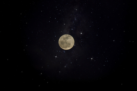 The full moon in the night with stars.の写真素材