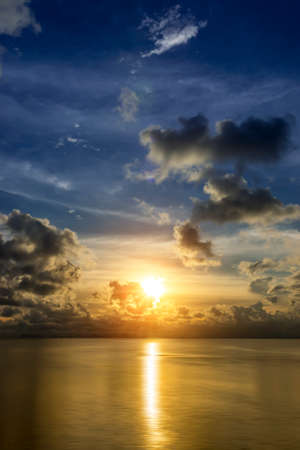 Sunset sky at the lake with clouds at the lakeの写真素材