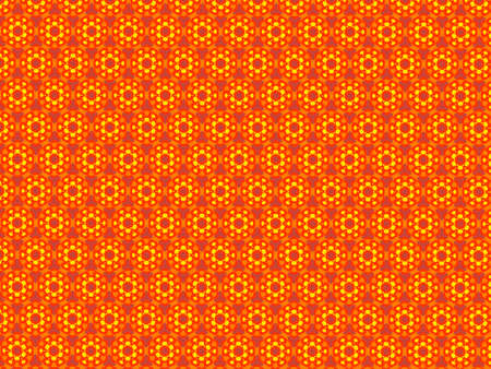 Abstract yellow flower pattern on orange background.の写真素材