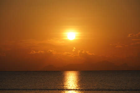 Seascape, sunset sky at the lake with empty on sky.の写真素材
