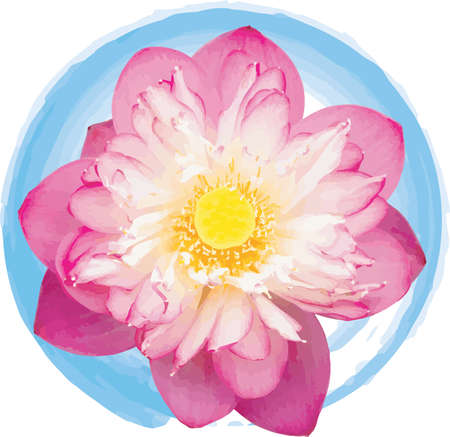 Abstract of lotus flower on blue circle background.のイラスト素材