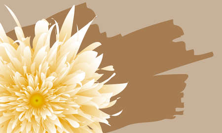 Abstract yellow flower with brown color paint on light brown background.の写真素材