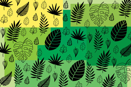 Abstract line leaves with green background.のイラスト素材