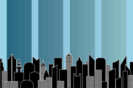 illustration the silhouette of city on gradation background.のイラスト素材