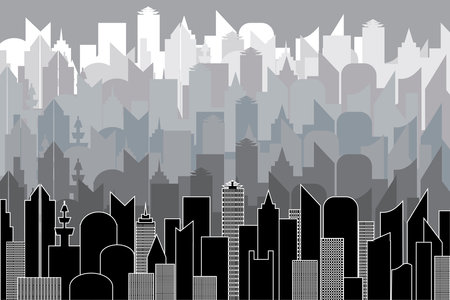 illustration the silhouette of city with gradation background.のイラスト素材