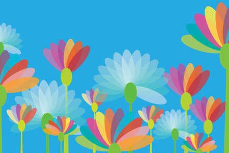 Illustration of abstract flower multi color on blue background.のイラスト素材