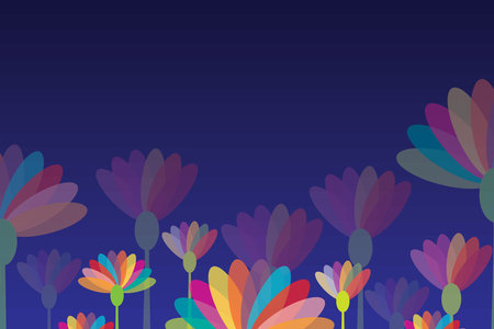 Illustration of abstract flower multi color on blue gradient background.のイラスト素材