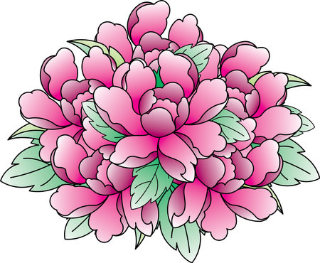 Illustration of abstract pink flower bouquet.のイラスト素材