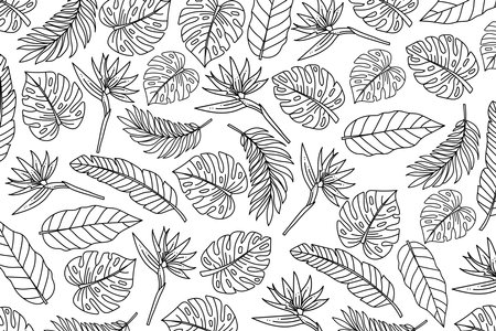 Illustration of line leaves background.のイラスト素材