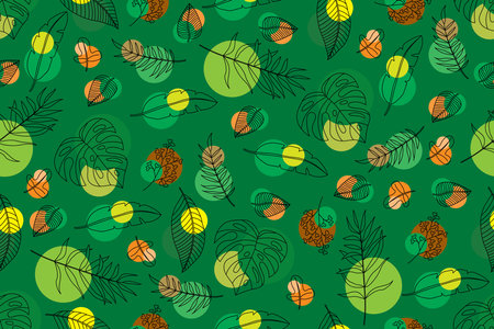 Illustration line of leaves with circle background.のイラスト素材