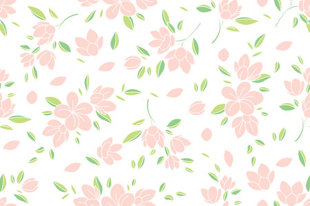 Illustration of the pink flower with leaves background.のイラスト素材