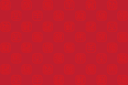 illustration line of the red Chinese zodiac character on deep red background.のイラスト素材