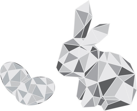 illustration triangle of easter rabbit with easter eggs.のイラスト素材
