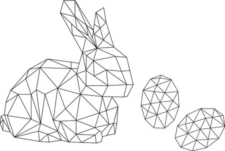 illustration triangle line of rabbit and easter eggs.のイラスト素材