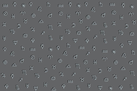illustration line of the zodiac symbol with shadow pattern on grey background.のイラスト素材