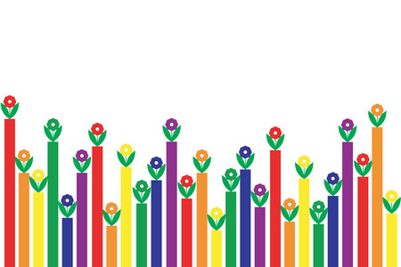 Illustration, Flower of LGBTQ+ with bar lbgtq color on white background.のイラスト素材