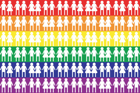 Illustration, White Loer of LGBTQ+ on color background.のイラスト素材