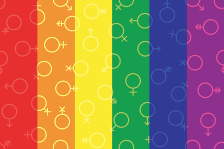 Illustration, Light symbol of LGBTQ+ on lgbtq color background.のイラスト素材