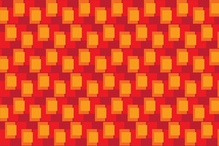 illustration abstraction of yellow, orange square shapes on red background.のイラスト素材