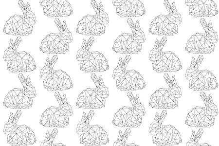 illustration pattern triangle line of rabbit on white backgroundのイラスト素材