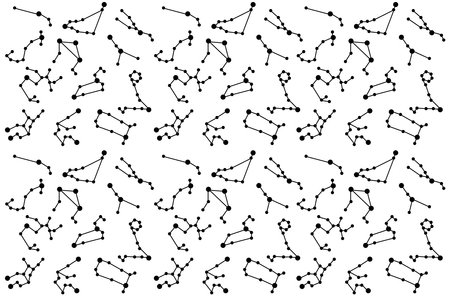 illustration group stars of the zodiac symbol with line on white background.のイラスト素材