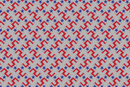 illustration abstraction of blue star and red five with grey background.