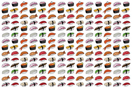 Illustration pattern of the shushi on white background.のイラスト素材