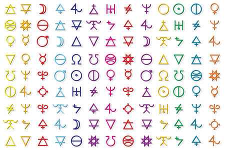 Illustration line color of the alchemy symbol with soft shadow pattern on white background.のイラスト素材