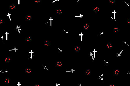 illustration the Crucifix and ghost mask of Helloween season on black background.のイラスト素材
