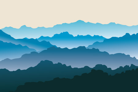 illustration the layer of the mountain with fox background.のイラスト素材