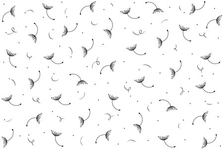 Illustration abstract of black dandelion flower on white background.のイラスト素材