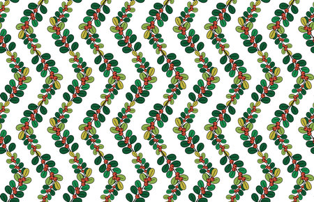 Illustration, Pattern of Banyan tree with fruits on white background.のイラスト素材