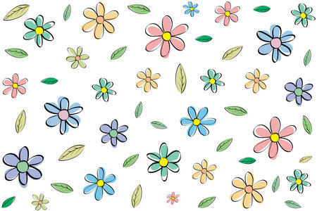 Illustration pattern of flower with leaf on white background.のイラスト素材