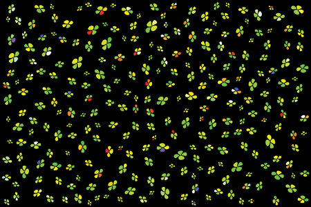 Illustration of the green and other color flower on black background.のイラスト素材