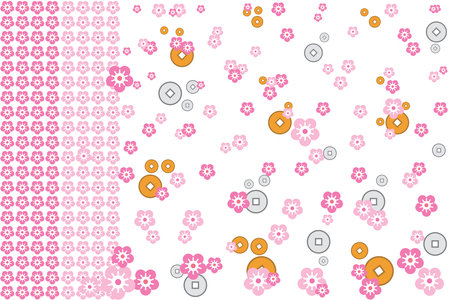 Illustration, The sakura flower with gold and silver lucky coin on white background.のイラスト素材