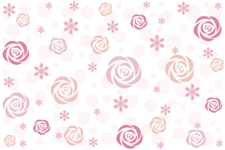 Illustration, pattern abstract of pink rose flower with circle on white background.のイラスト素材