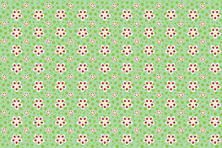 Illustration, pattern of flower with green square on soft green background.のイラスト素材