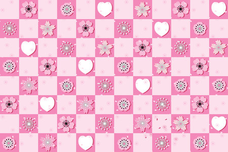Illustration, pattern of abstract sakura flower on pink table background.のイラスト素材