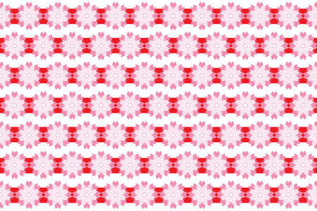 Illustration, pattern abstract of sakura flower with red label on white background.のイラスト素材