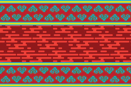 Illustration wallpaper of the Chinese clouds on red background.のイラスト素材