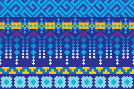 illustration pattern of the blue square color on deep blue background.のイラスト素材
