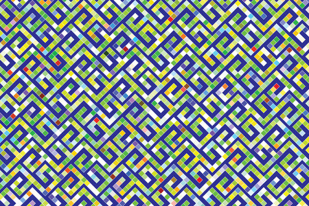 illustration pattern of the square color on blue background.のイラスト素材