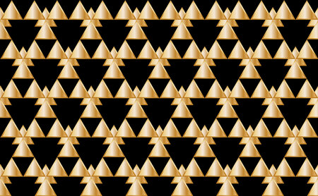Illustration wallpaper, Abstract Geometric Style. Repeating Sample Golden triangle on black...