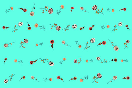 Illustration pattern, Repeating of abstract line of flower on light green background.のイラスト素材