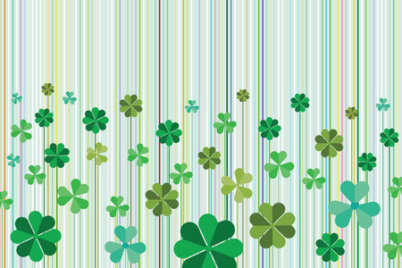 Illustration wallpaper, Abstract of clover leaves with line on soft green background.のイラスト素材